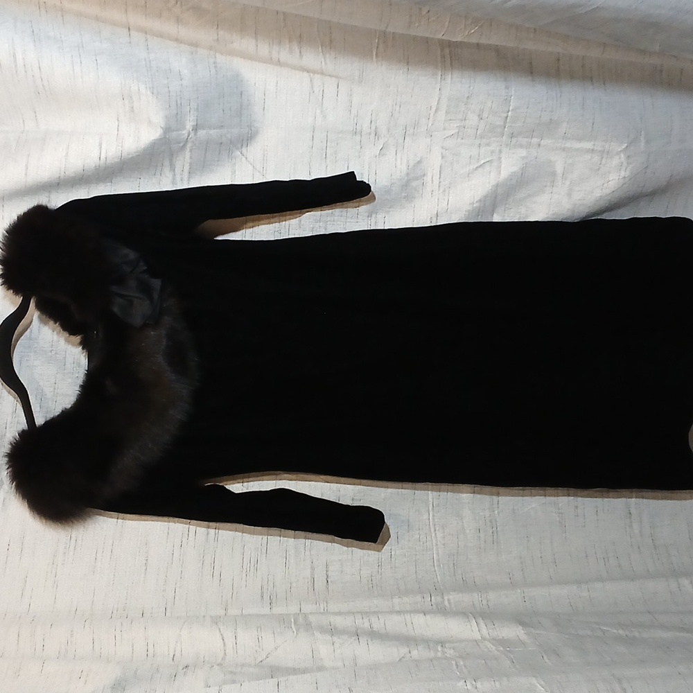 Vintage Tracy Mills Black Satin/Velvet  Dress